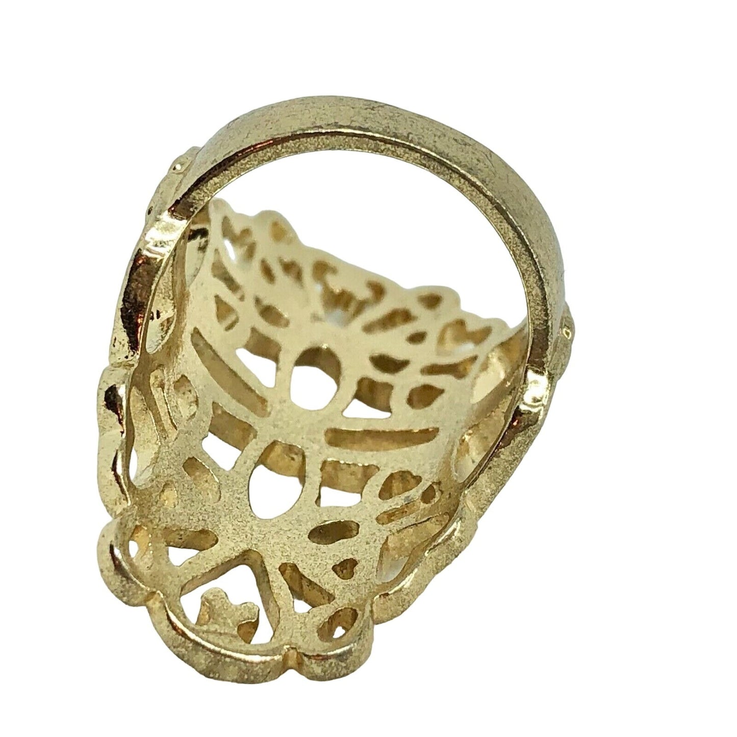 Goldtone Filigree With Crystal Ring Womens Size 6