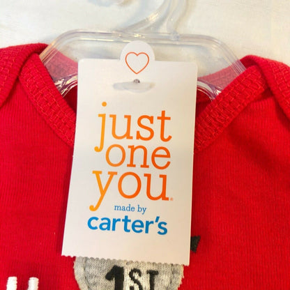 Carters Red Newborn Bodysuit My 1st Valentine's Day Snaps Long Sleeves NWT