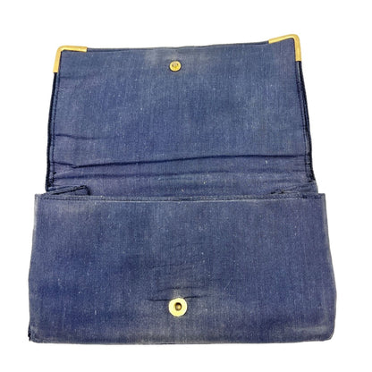 Genuine Corde Purse Blue 8.5 x 5 Clutch Snap Closure Inside Pocket Brass Corners