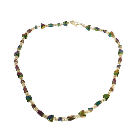 Handcrafted Glass Bead Necklace Multi-Colored Pastel Beads Spring Easter NEW