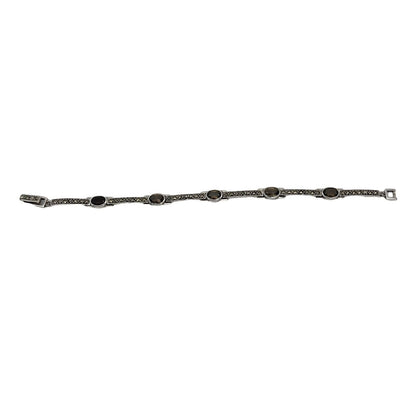 Bracelet Womens 7 in Sterling Silver Marcasite 5 Stone Clasp Closure