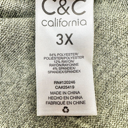C&C California Sweater Women's 3X Olive Mock Turtleneck Long Sleeve Hi Low Hem L