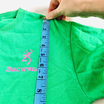Browning Green Short Sleeve Crew Neck Small T-Shirt Pink Logo