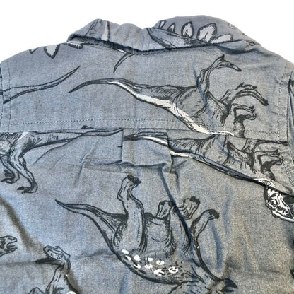 Cat & Jack 12M Dinosaur Woven Black and Gray Button Down Shirt NWT