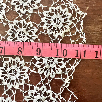 Vintage Set of 2 Doilies Large 12 x 11 Small 8 x 7 Ivory Crocheted