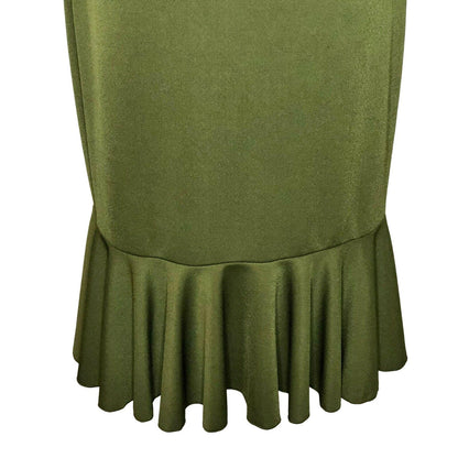 LuLaRoe Cici Women's Medium Dress Olive Green Ruffles Shimmery NWT retired