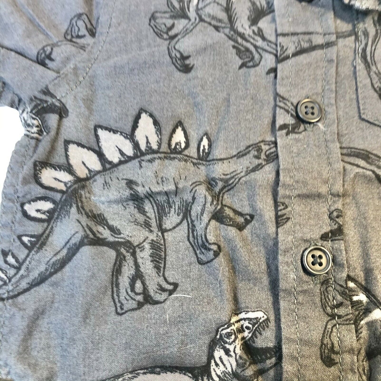 Cat & Jack 12M Dinosaur Woven Black and Gray Button Down Shirt NWT