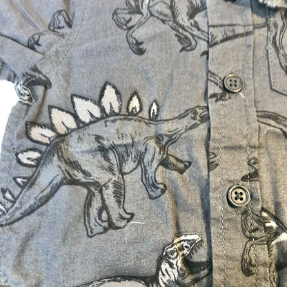 Cat & Jack 12M Dinosaur Woven Black and Gray Button Down Shirt NWT