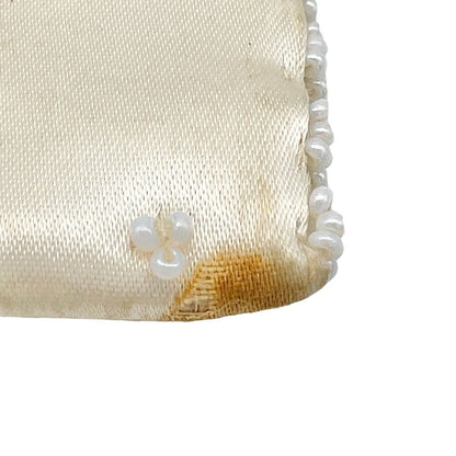 Vintage Purse Ivory 9.5 x 4.5 Clutch Hand Beaded Snap Closure Inside Pocket