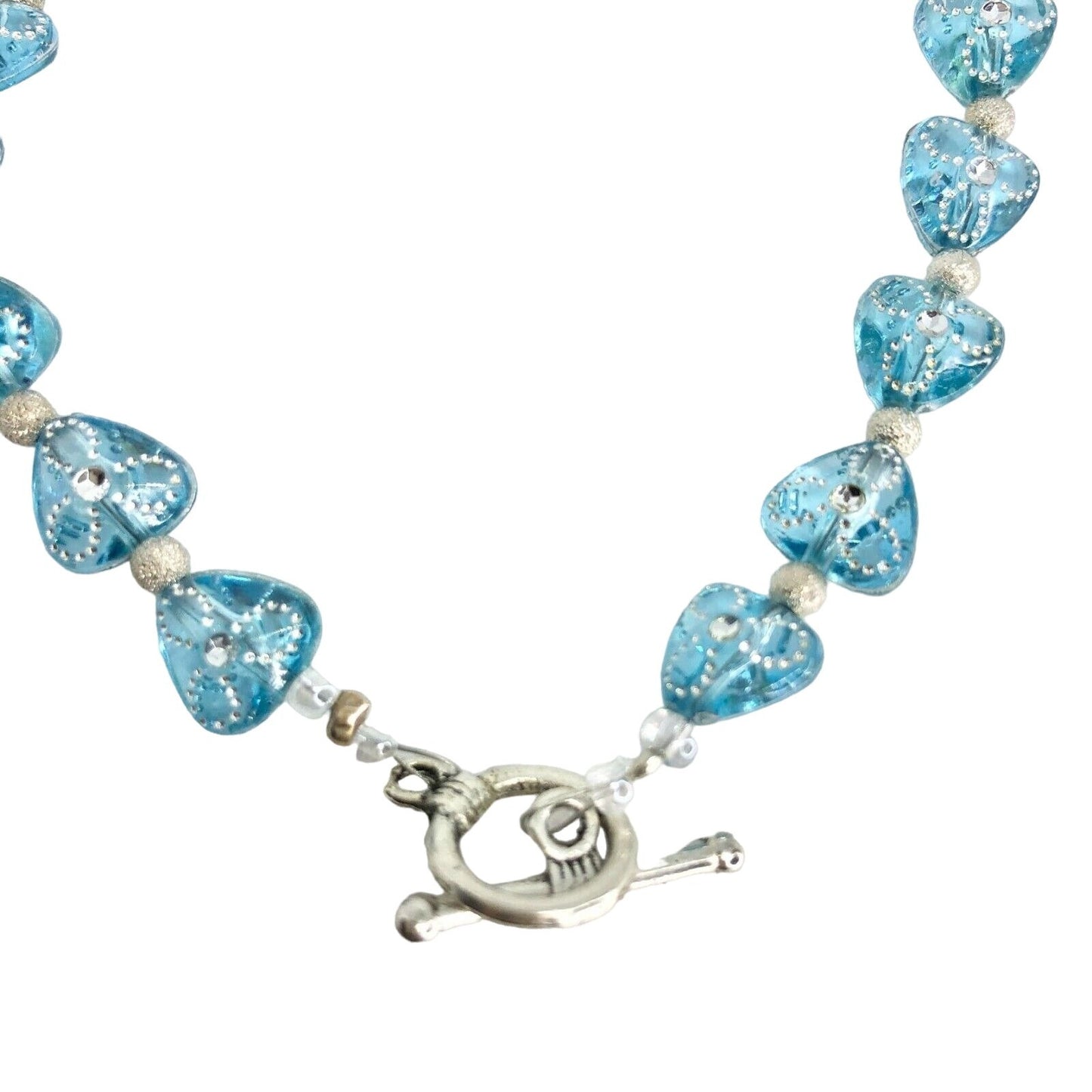 Handcrafted Bracelet Pale Blue Sparkly Beads Surprise Fresh NEW