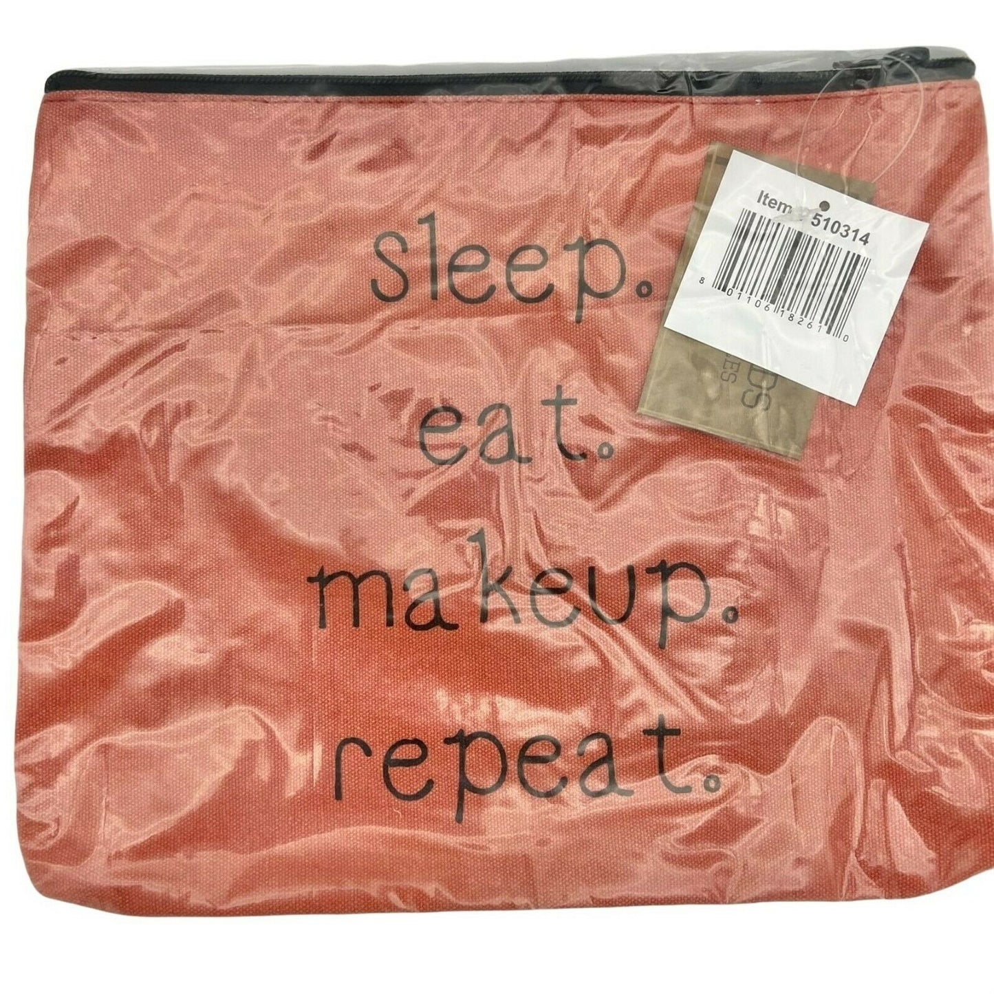 Canvas Makeup Travel Bag Sleep Eat Makeup Repeat Zip New Inside Pocket