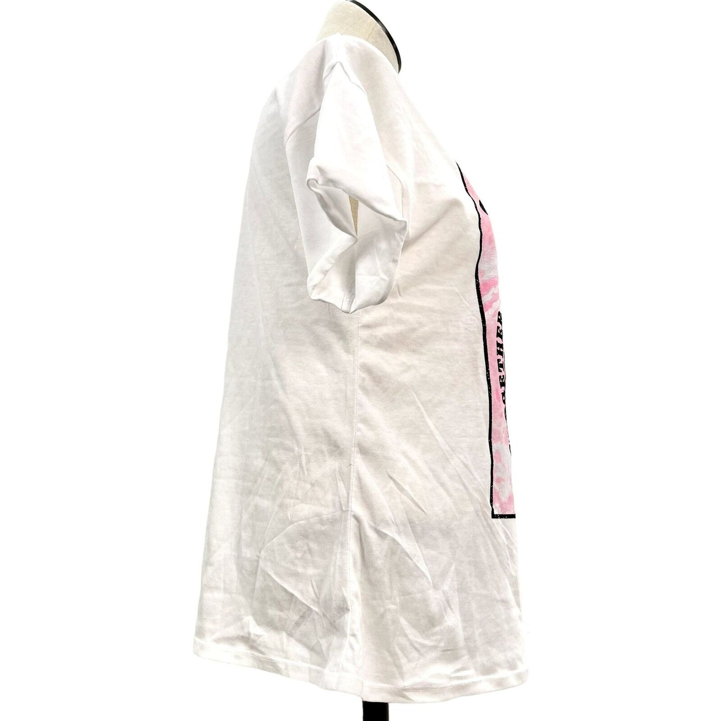 Justice T-shirt Girl's XL(16-18) White Justice Peace Sign Cuffed Sleeve NWT