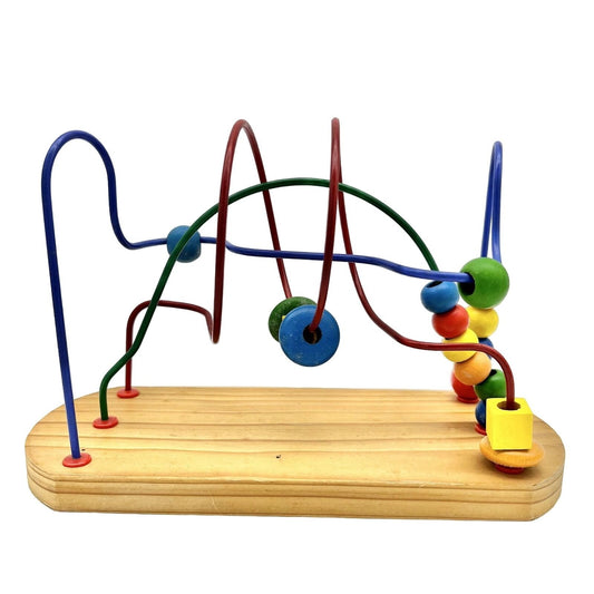 Developmental Wooden Bead Slider Maze Game 10.5 x 7 x 4 EUC