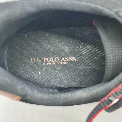 US Polo Assn Men's size 12 Black Sneakers with Tan and Red Features