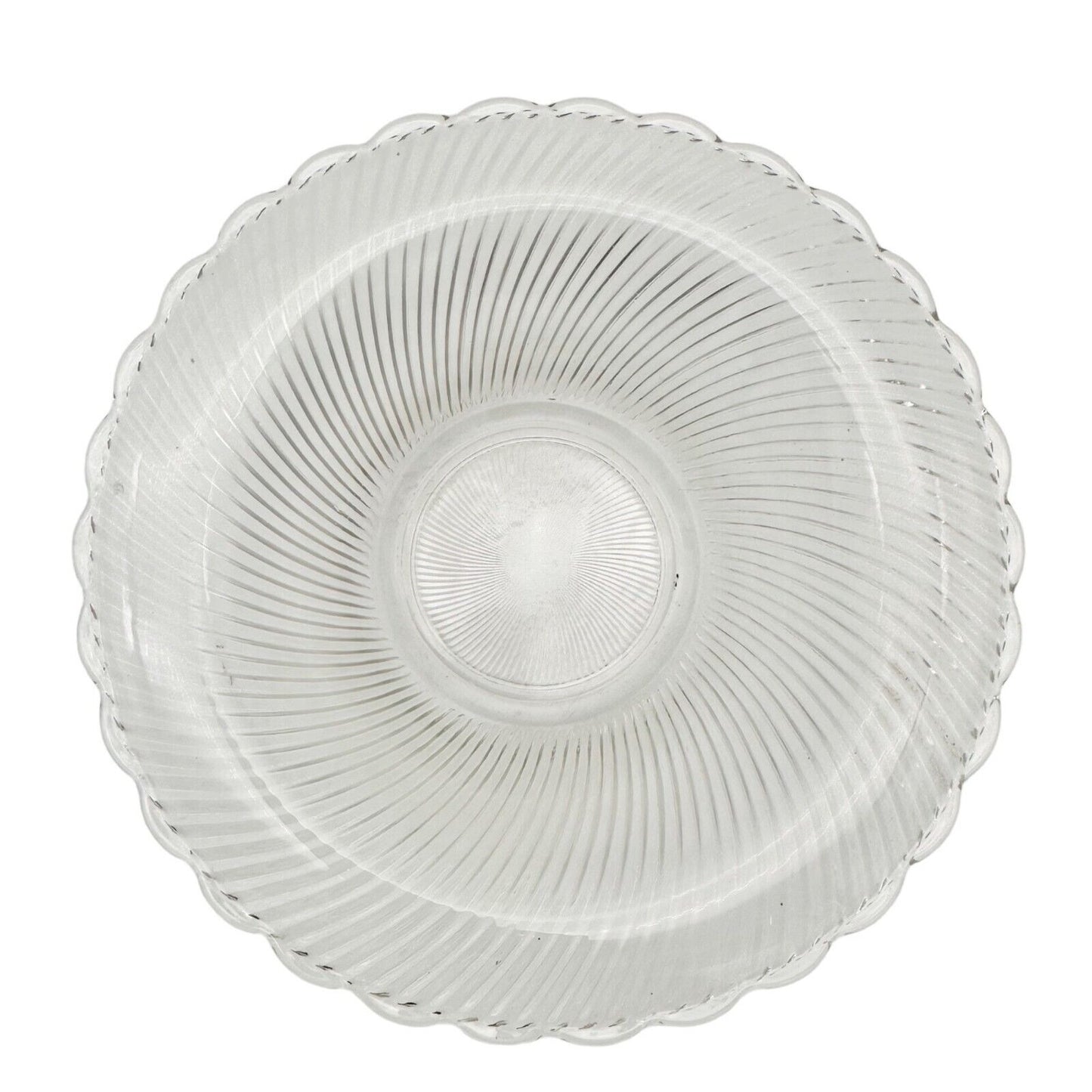 Set of 2 Vintage Scalloped Edged Bowls 12 inch Clear Glass Faceted