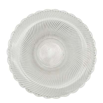 Set of 2 Vintage Scalloped Edged Bowls 12 inch Clear Glass Faceted