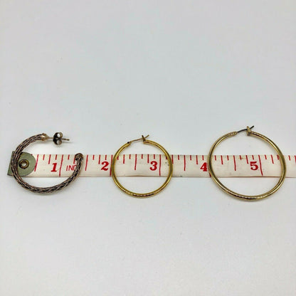 Set of 3 Goldtone Hoop Earrings Approximately 1.5 Inches Fun Funky