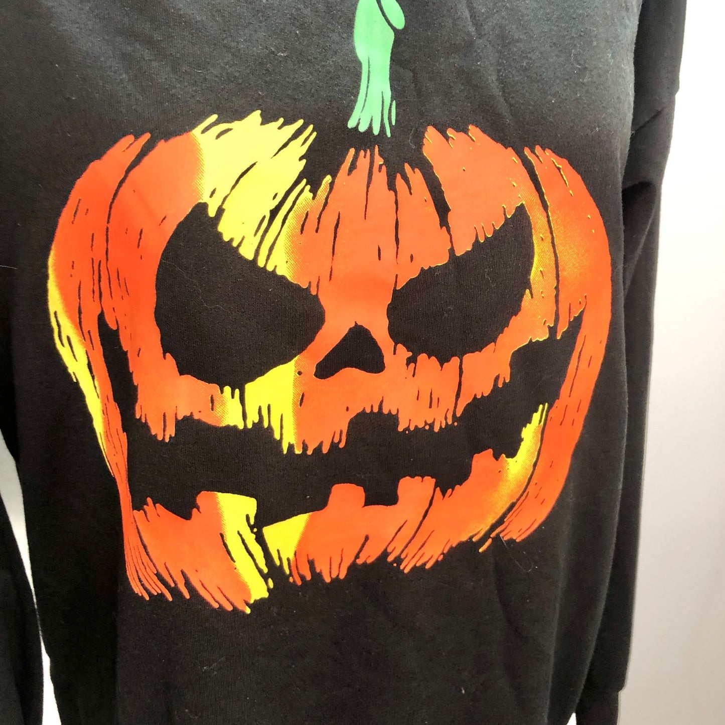Lyxiof Womens Medium Black Sweatshirt Halloween Jack-o-Lantern Pumpkin