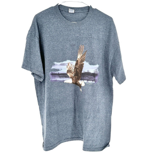 Gildan Heavy Cotton T-shirt XL Blue Gray SS Lost Creek Outfitters Eagle EUC
