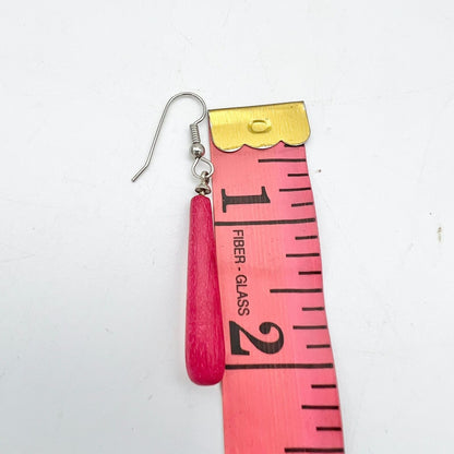 2 Sets Vintage Earrings Pierced Women's Dangle Red Yellow