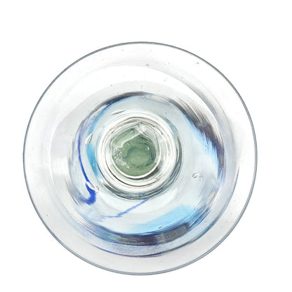Vintage Goblet 8 oz Clear Glass Blue Swirls