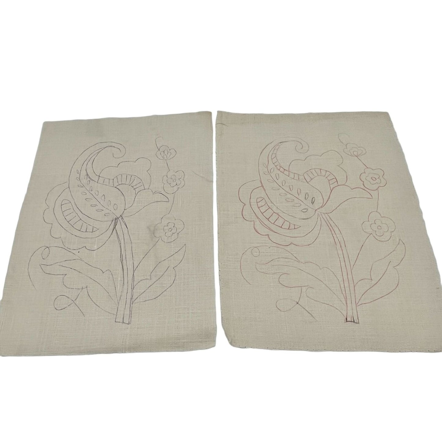 Set of 10 Flower Needlepoint Embroidery Pattern Printed on Linen