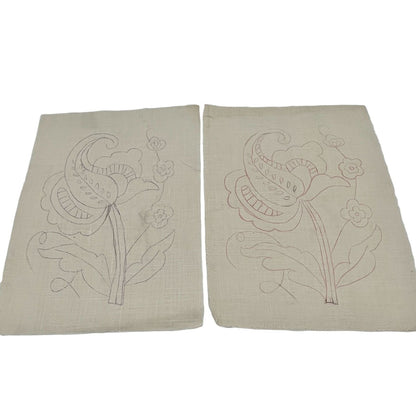 Set of 10 Flower Needlepoint Embroidery Pattern Printed on Linen