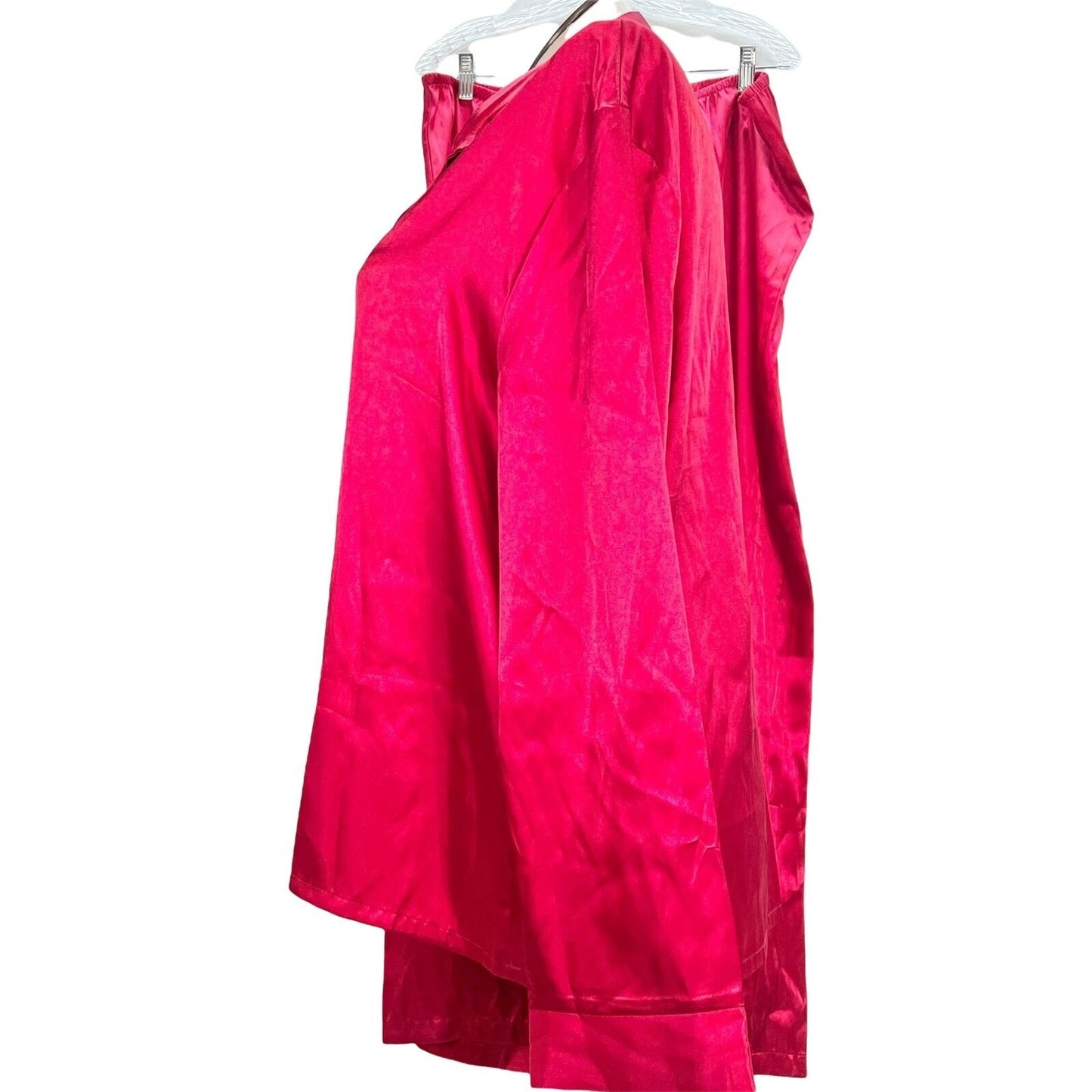 Gilligan & O'Malley XL Red Sateen Pajama Pants and Long Sleeve Button Up Top