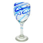 Vintage Goblet 8 oz Clear Glass Blue Swirls