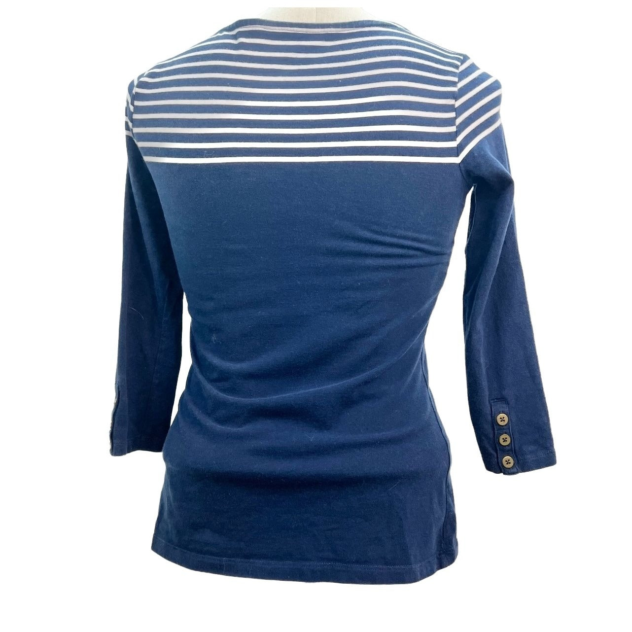 Tommy Hilfiger 3/4 Sleeve Top Womens XS Blue White Stripe
