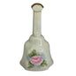 H Kline Porcelain Hand-Painted 5" Hand Bell Eggshell W Pink Rose Gold Accent EUC