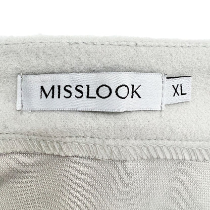 Misslook Women's XL Gray Skirt Side Zip Front Pockets Button Accent