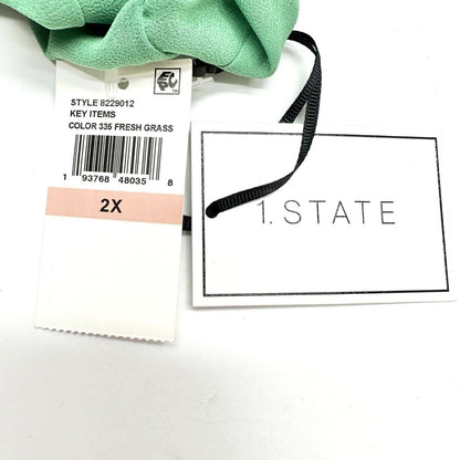1. State Top Women's 2X Green Preble Cold Shoulder Long Sleeve Vneck NWT