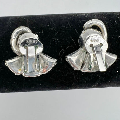 Vintage Art Deco Silvertone and Crystal Bracelet Matching Clip-on Earrings