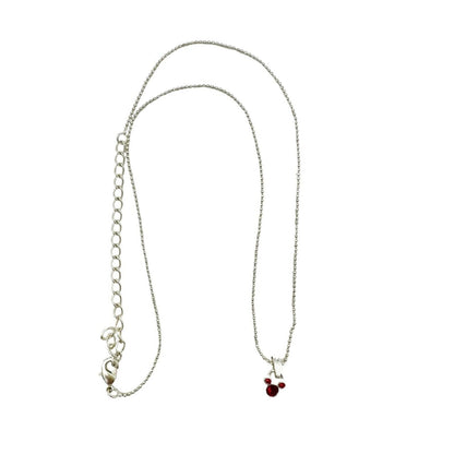 Disney Charm Bracelet Silvertone with Mickey Mouse Ruby Colored Stones Necklace