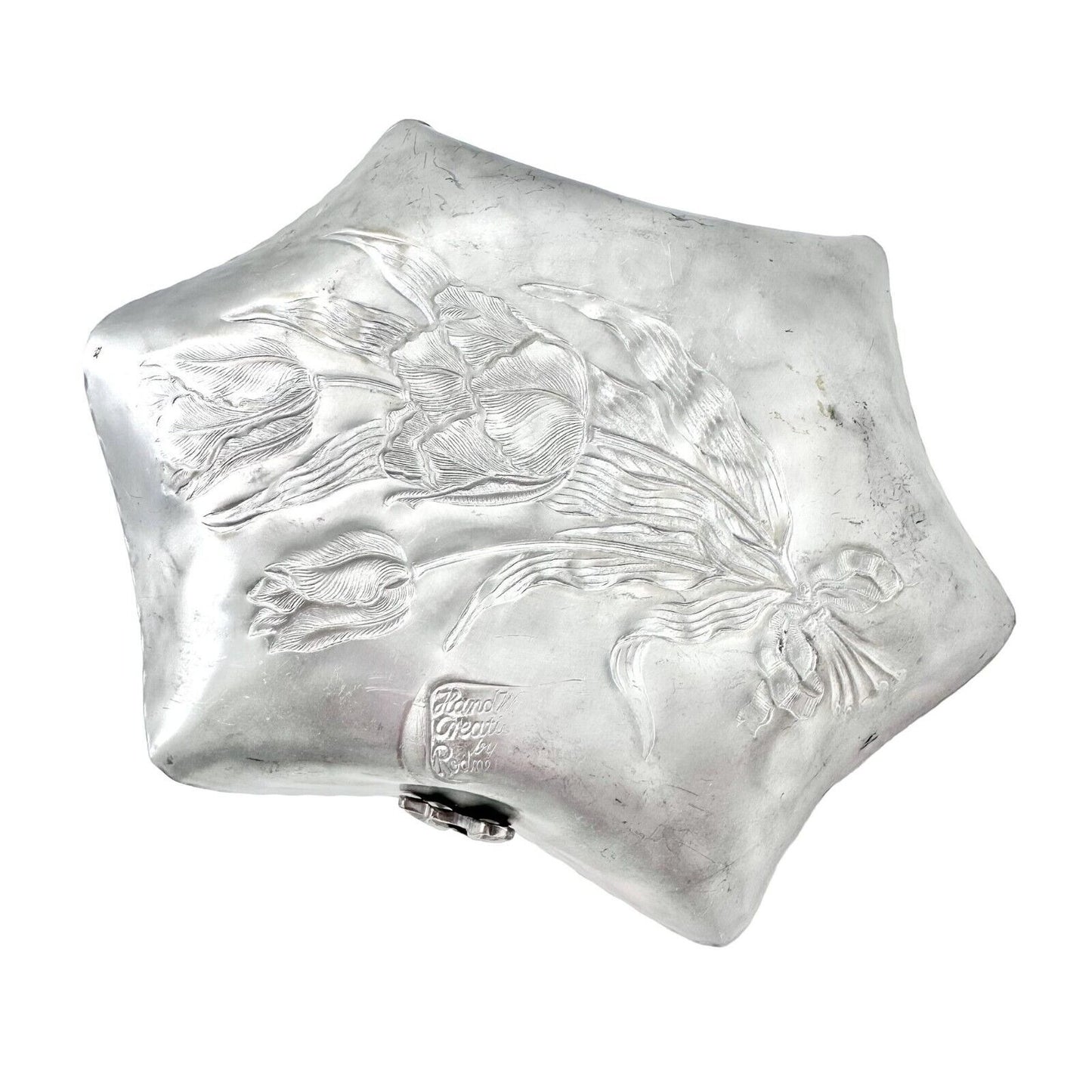 Silver Tulip Dogwood Design 4pc Set Silent Butler Basket Covered Dish