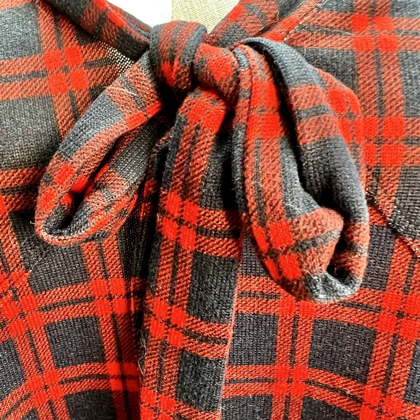 Suzanne Betro Tunic Top 3X Red Navy Plaid V-Neck Tie-Front NWT