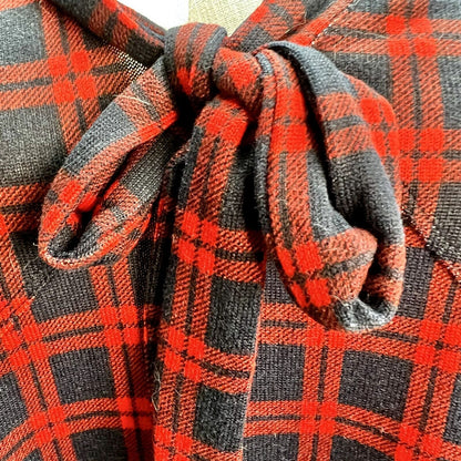 Suzanne Betro Tunic Top 3X Red Navy Plaid V-Neck Tie-Front NWT