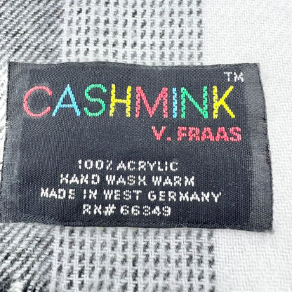 Cashmink V. Fraas Scarf Black White Plaid 60 x 11.5 Fringed Germany