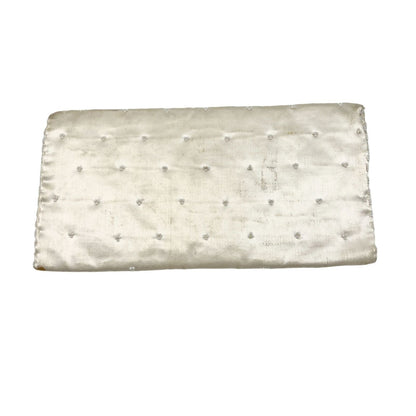 Vintage Purse Ivory 9.5 x 4.5 Clutch Hand Beaded Snap Closure Inside Pocket