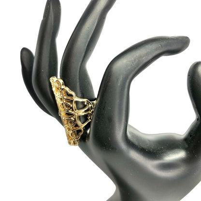 Goldtone Filigree With Crystal Ring Womens Size 6