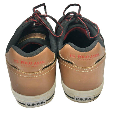 US Polo Assn Men's size 12 Black Sneakers with Tan and Red Features