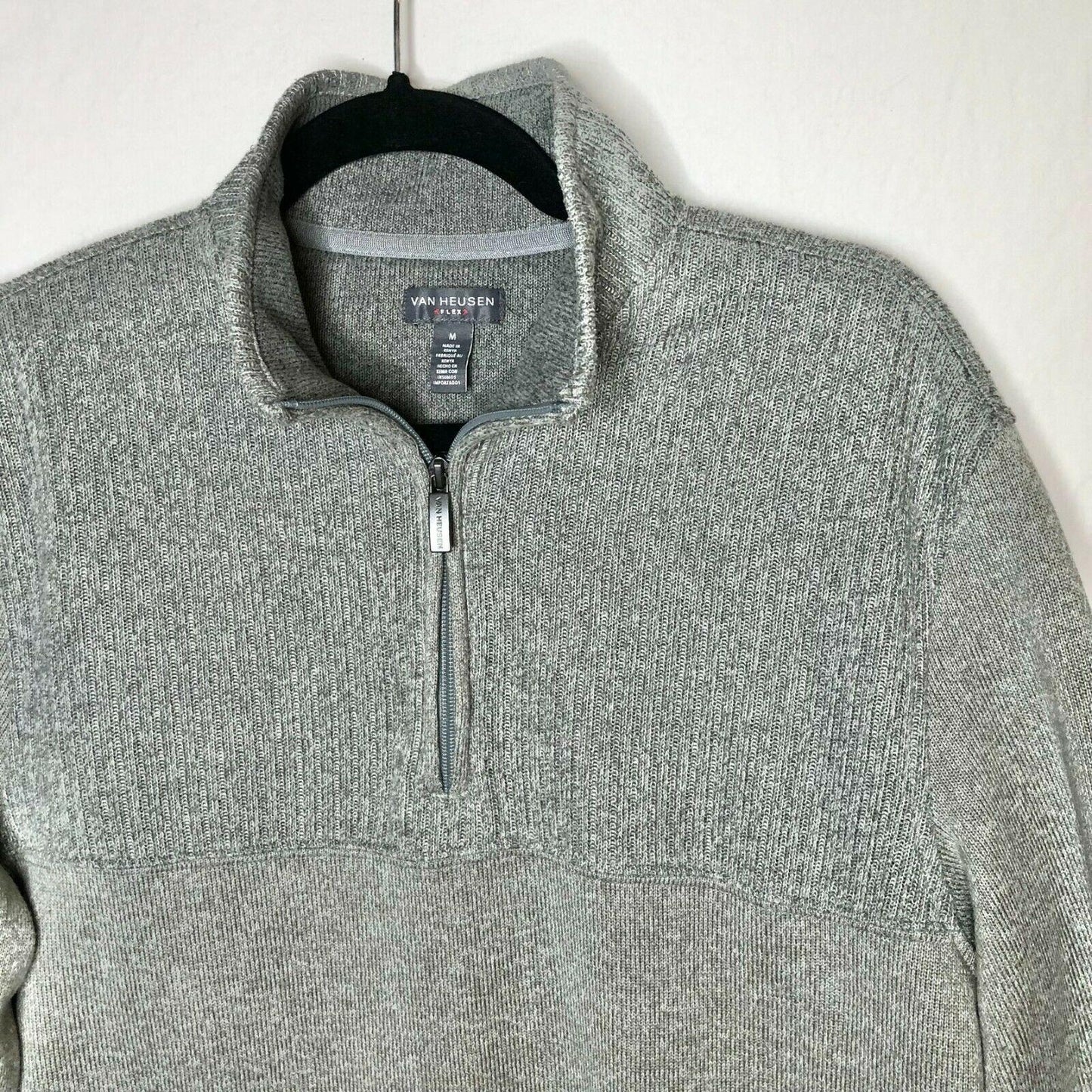 Van Heusen Flex Mens Medium Pullover Quarter Zip Fleece Machine Wash Sweater