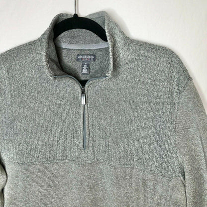 Van Heusen Flex Mens Medium Pullover Quarter Zip Fleece Machine Wash Sweater