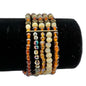 Bracelet Womens 7 x 1 Multi Strand Gold Brown Beads Stretch