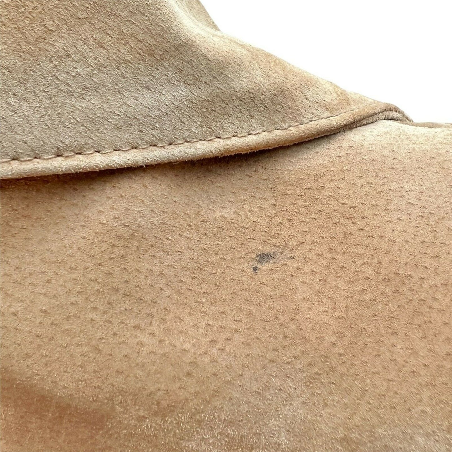 Dialogue Women's Large Camel Suede Leather Coat Polyester Lining