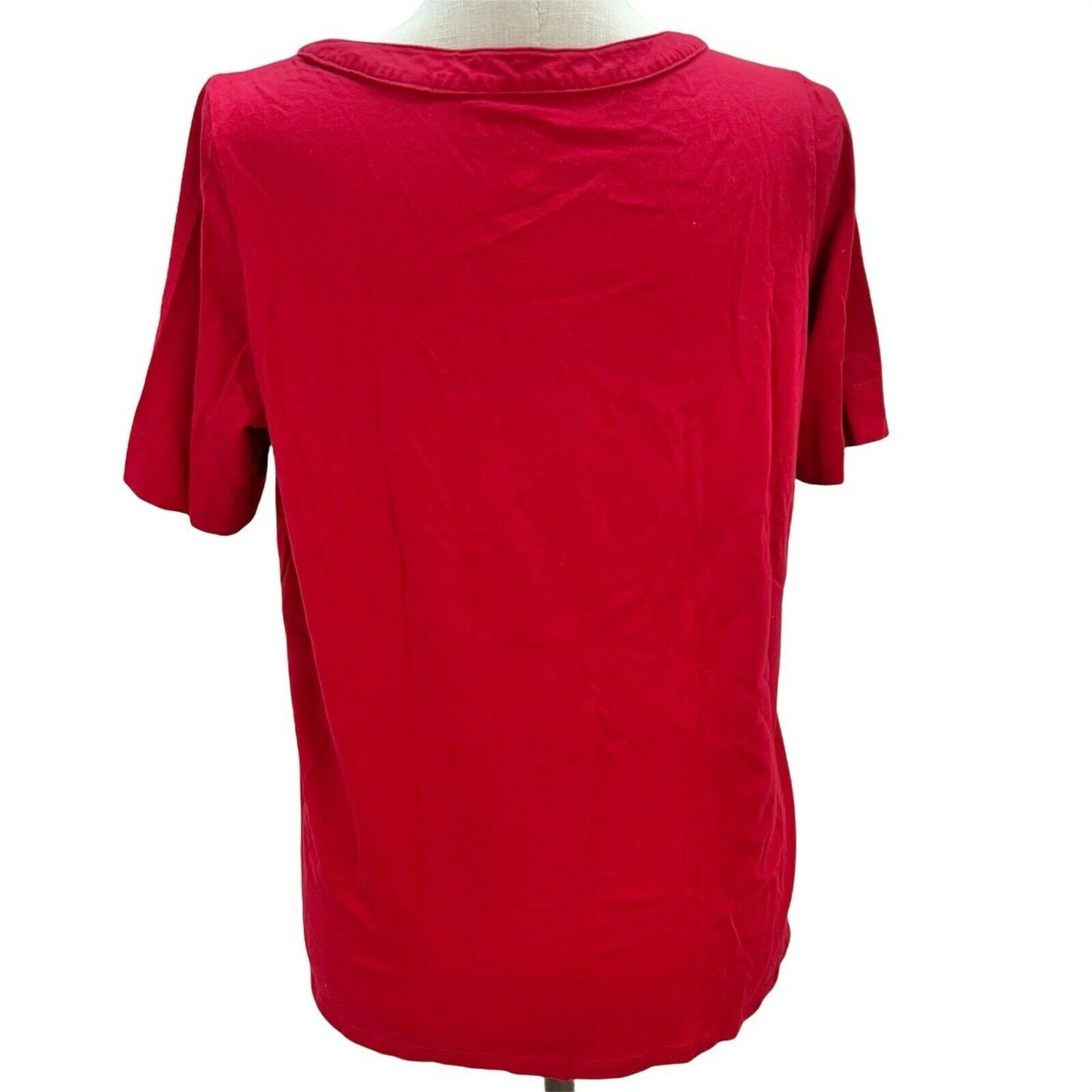 Woman Within M 14/16 Red Short Sleeve Shirt Button Accent