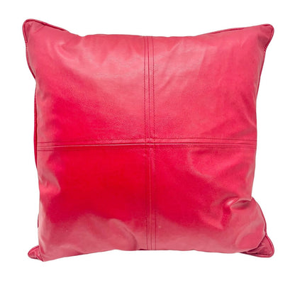 Set of 2 Faux Red Leather Decorative Feather and Down Fill Throw Pillow 18x18