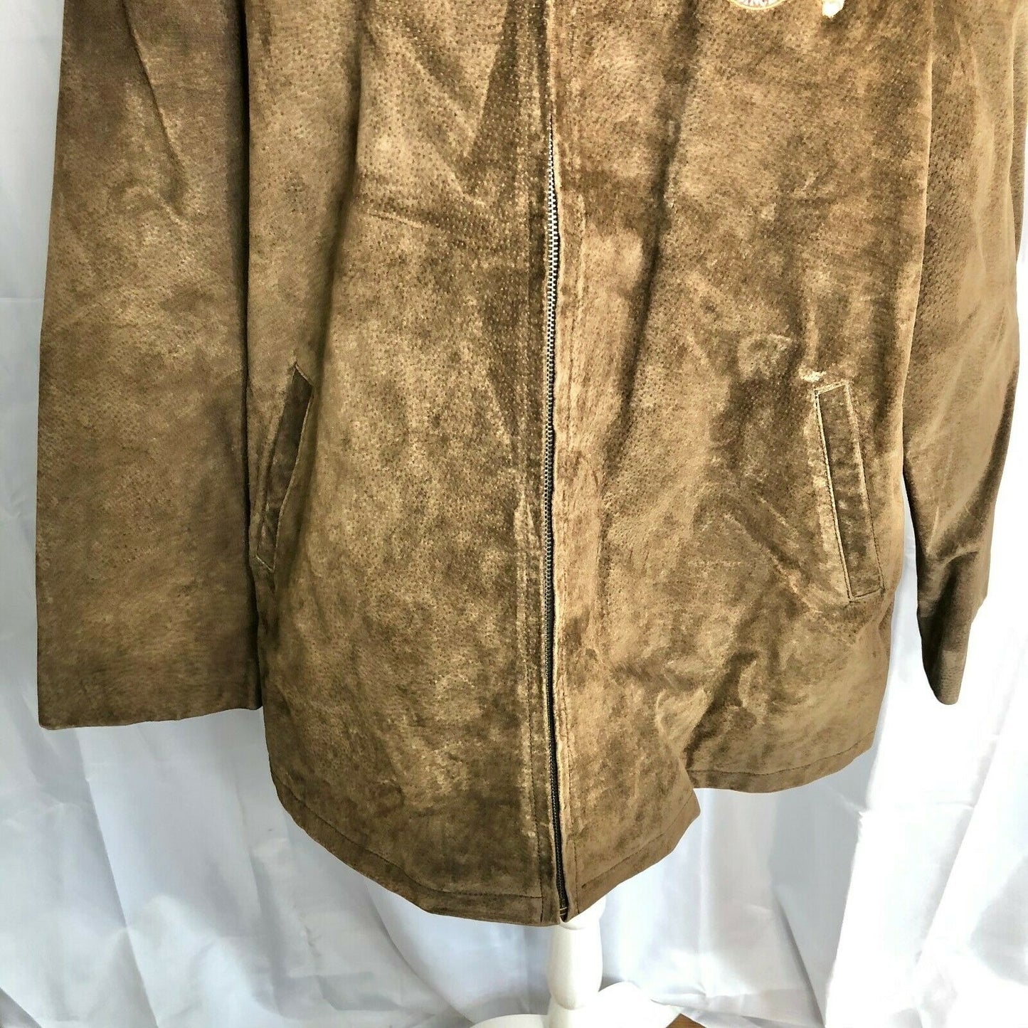 Vintage Disney Store 2XL Brown Leather Jacket W/ Winnie The Pooh Embroidery