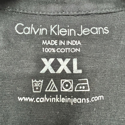 Calvin Klein Jeans Shirt Womens XXL Black Short Sleeve Open Neck Collar